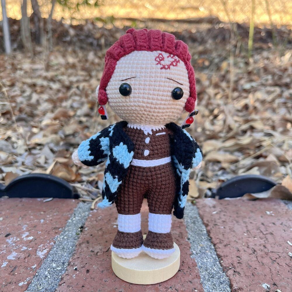 Demon Slayer Tanjiro Kamado crochet doll — handmade Demon Slayer amigurumi plush